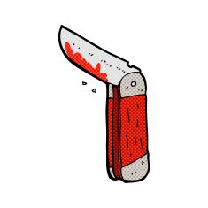 comic cartoon bloody folding knife