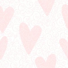 Vector hand drawn seamless pattern with swirles and hearts