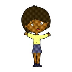 comic cartoon worried woman N12