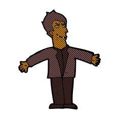 comic cartoon vampire man with open arms N2