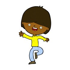comic cartoon happy boy dancing N2