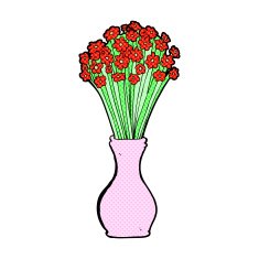 comic cartoon flowers in pot N3