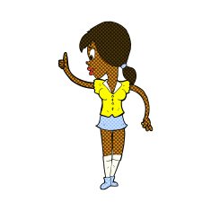 comic cartoon girl with idea N3