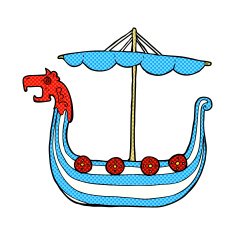 comic cartoon viking ship N4