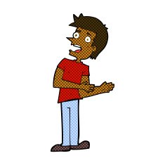 comic cartoon man making excuses N2