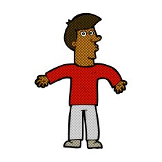 comic cartoon man shrugging shoulders N6