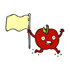 comic cartoon funny apple with flag N2