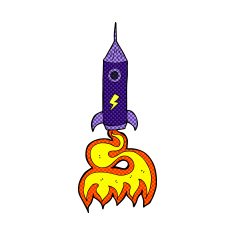 comic cartoon space rocket N9