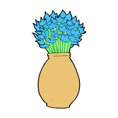 comic cartoon vase of flowers N2