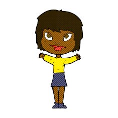 comic cartoon woman waving arms N4
