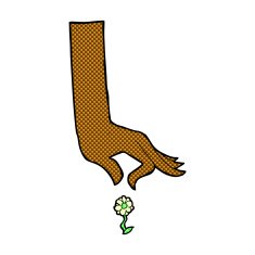 comic cartoon hand picking flower N2