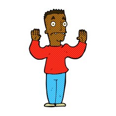 comic cartoon man surrendering N2