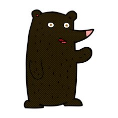 comic cartoon waving black bear N5