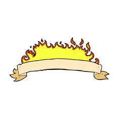 comic cartoon flaming banner