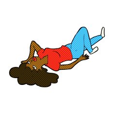comic cartoon woman lying on floor N3