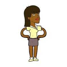 comic cartoon woman with hands on hips N38