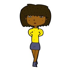 comic cartoon shy woman N10