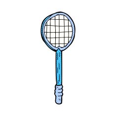 comic cartoon old tennis racket N2
