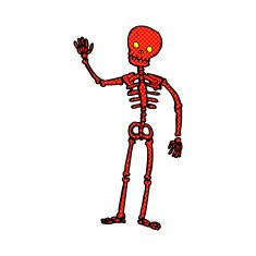 comic cartoon waving skeleton N2