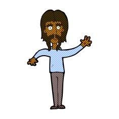 comic cartoon waving man with mustache N2