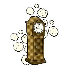 comic cartoon dusty old grandfather clock