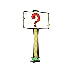 comic cartoon signpost with question mark