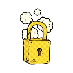 comic cartoon rusty lock N2