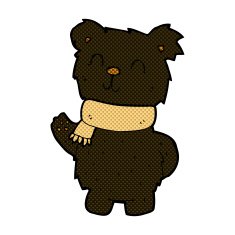 comic cartoon waving black bear N6