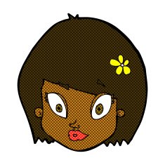 comic cartoon happy female face N28