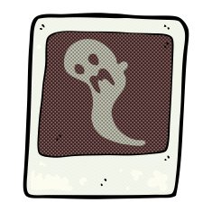 comic cartoon ghost in the photograph