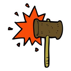 comic cartoon banging gavel