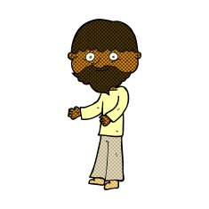 comic cartoon happy bearded man N2