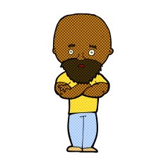 comic cartoon shocked bald man with beard N2