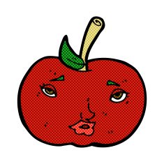 comic cartoon apple with face N4