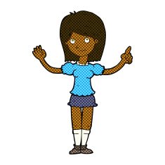 comic cartoon woman explaining idea N2