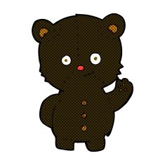 comic cartoon waving black bear cub N6