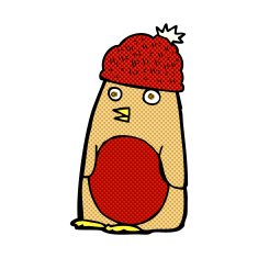 comic cartoon robin in hat N2