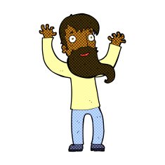 comic cartoon excited man with beard N2