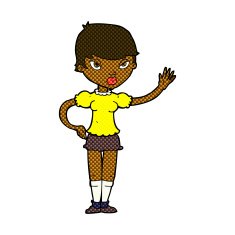 comic cartoon woman waving N55