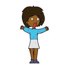 comic cartoon worried woman N14