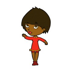 comic cartoon woman waving N56