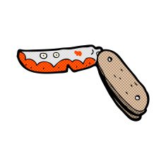 comic cartoon bloody folding knife N3