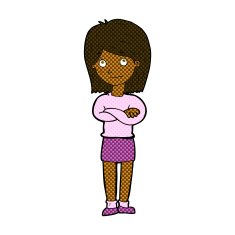 comic cartoon friendly girl rolling eyes N2