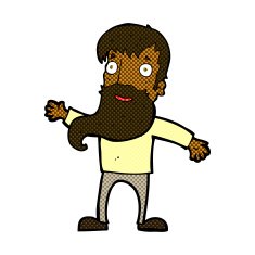 comic cartoon man with beard waving N2