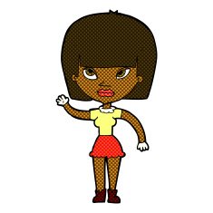 comic cartoon woman waving N59