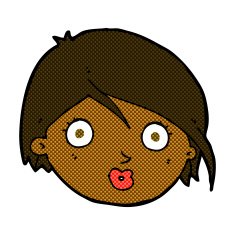 comic cartoon surprised female face N6
