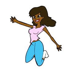 comic cartoon jumping woman N2
