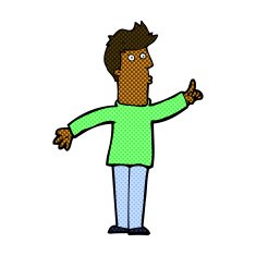 comic cartoon man advising caution N2