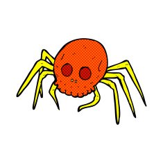 comic cartoon spooky halloween skull spider N2