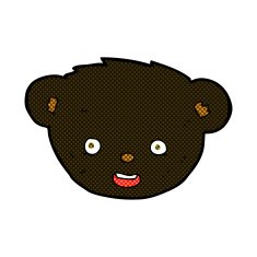 comic cartoon black bear face N3